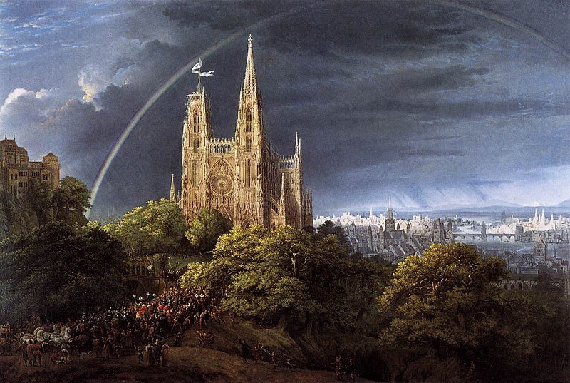 Ciudad medieval al borde del río 1815 800px  arl Friedrich Schinkel 